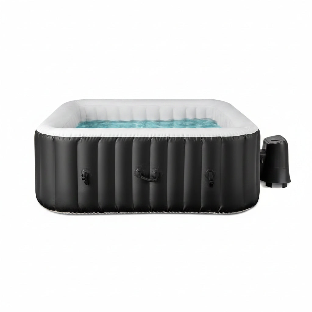 Inflatable Hot Tub, 4-6 Person Blowup Pool Hottub W/130 Air Jets, Heater Pump, Filter Cartridges, Insulated Cover, Ground Cloth, Portable Outdoor Water SPA (71’’X70’’ Rectangular, 4-6 Person)