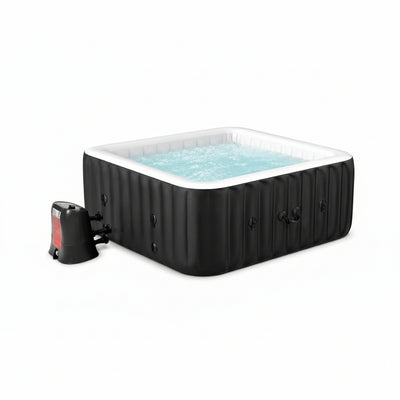240 Gallon Inflatable Hot Tub 6 Person Square with Control Panel, Portable Outdoor Airjet Hot Tub Spa with 130 Bubble Jets, Filter, Insulated Tub Cover and Floor Protector, Temperature up to 104°F