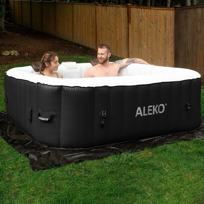 Inflatable Hot Tub Spa, 265 Gallon HTISQ6GYBK | Relaxing Bubble Massage Jets, Quick Heating System, Cushioned Padded Walls, Portable Backyard Setup, Seats Multiple Adults