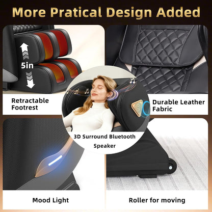 2026 Massage Chair Full Body, Zero Gravity Massage Chair Recliner - Upgraded 10-Point Roller, Heating, Airbags, Foot Roller, Shiatsu Full Body Massage Chairs, Gift for Parent