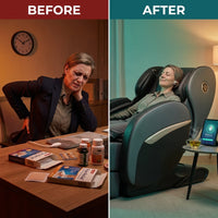 Zero Gravity Massage Chair, Shiatsu Massage Relaxation Recliner with Heating and Bluetooth, Black — Before & After