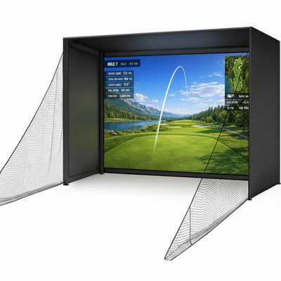 Golf Simulator Enclosure Kit 10 X 8 Ft with 4K-Ready Impact Screen | 600D Blackout Cover, Anti-Ricochet Foam Padding & Safety Side Nets, Golf Cage for Indoor Garage, Basement & Home Practice