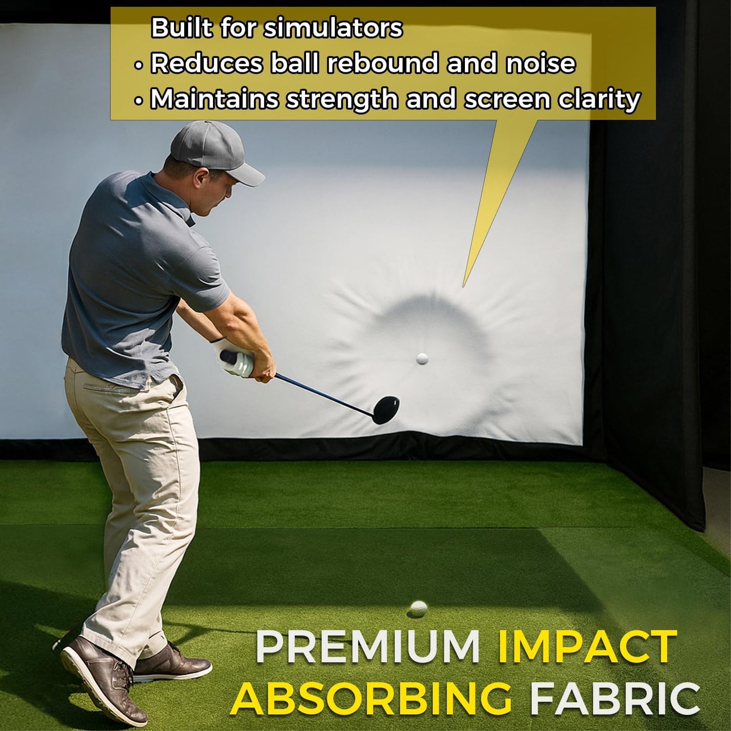 Golf Simulator Enclosure Kit 10 X 8 Ft with 4K-Ready Impact Screen | 600D Blackout Cover, Anti-Ricochet Foam Padding & Safety Side Nets, Golf Cage for Indoor Garage, Basement & Home Practice